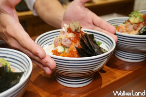 海鮮控的「帝王蟹丼飯」！日本橋海鮮丼「辻半」打造帝王蟹、鮑魚海鮮丼，結合北海道「旭一水產」讓海鮮控嗨吃。