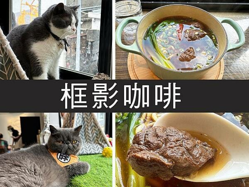 【台北】框影咖啡｜隱身2樓的貓咪咖啡，香辣紅燒牛肉麵很有水準｜柴貓趴趴走