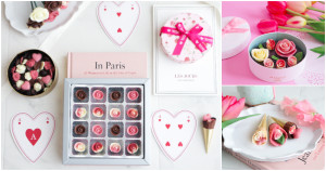 花店斜槓打造白色情人節新品，花店打造巧克力品牌「MESSAGE de ROSE BY KARENDO」推玫瑰造型巧克力。