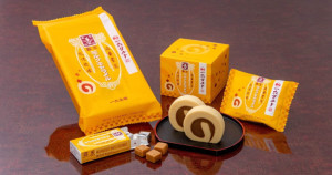 四國愛媛和菓子老舖「一六本舗」攜手森永牛奶糖，推出獨家焦糖風味蛋糕捲香甜上市。