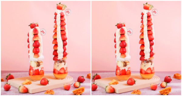 草莓控就是愛浮誇！西門町最狂草莓塔「莓好101」升級回歸更高了，30公分高「Meat Up草莓塔」挑戰最強台北草莓甜點。
