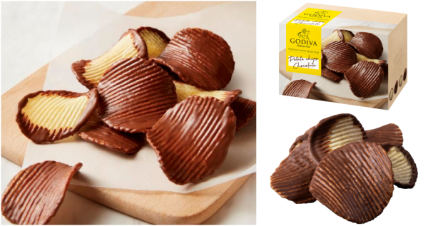 罪惡度爆表還是要吃！日本「GODIVA巧克力洋芋片」上市立刻引起話題，高檔鹹甜滋味讓巧克力控都瘋狂搶購。