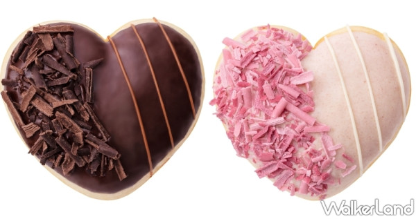 愛心甜甜圈！Mister Donut情人節限定愛心甜甜圈放閃推出，「草莓愛心、可可愛心」兩款情人節專屬「愛心造型」甜甜圈，再加碼限時買6送3。
