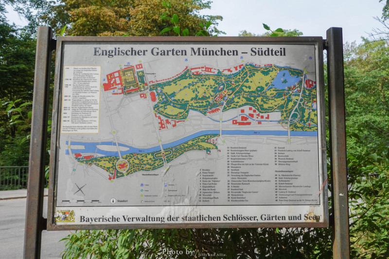 【德國慕尼黑】英國花園Englischer Garten，中國塔、啤酒花園、希臘圓亭、衝浪河流。