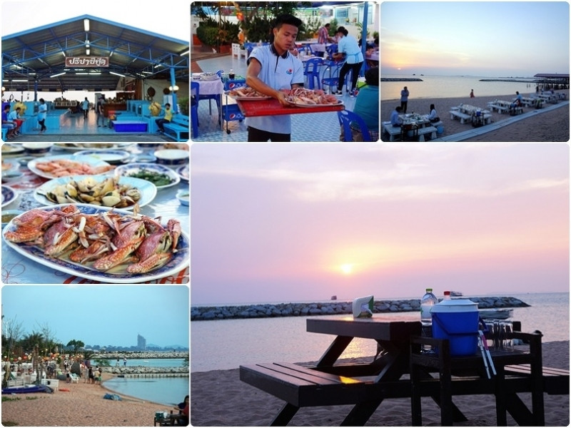 [泰國芭達雅美食]Preecha Seafood pattaya 海鮮餐廳 能在沙灘上戲水 看著夕陽吃著美食也太幸福了吧 @跳躍的宅男