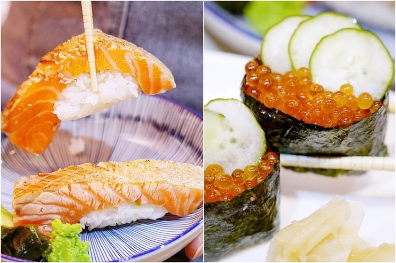 台中新開平價壽司，超厚鮭魚肚，滿滿油花好嫩口，還有味增湯只要15元！