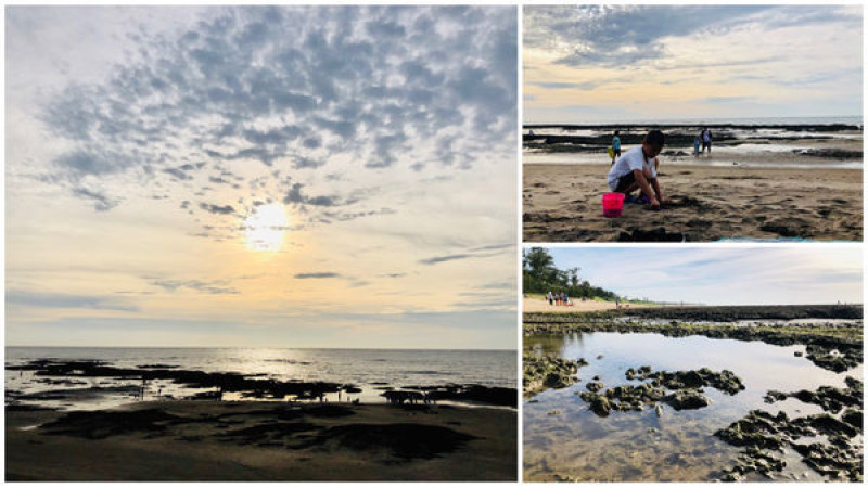 新北.三芝-麟山鼻漁港藻礁潮間帶，美麗夕陽觀景平台，生態豐富小孩最愛，還有沙灘、步道、自行車道，溜小孩好去處