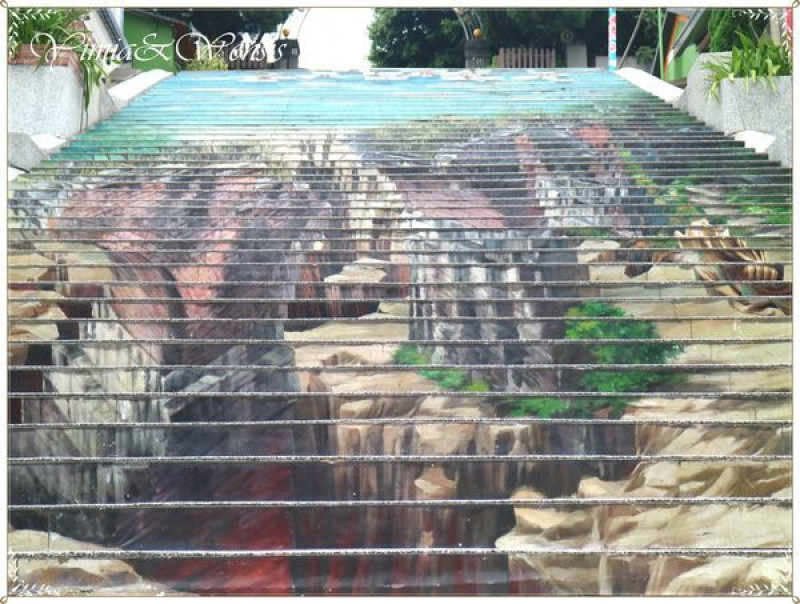 [苗栗三義]建中國小。農村景色彩繪巷弄~3D彩繪階梯